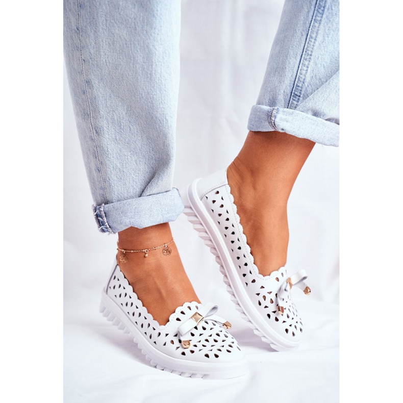 S.Barski Női cipők, áttört bőr LR71515 Fehér Murrieta 1