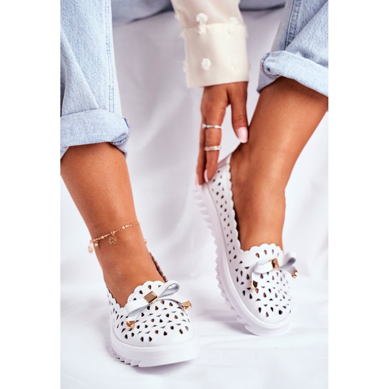 S.Barski Női cipők, áttört bőr LR71515 Fehér Murrieta 2