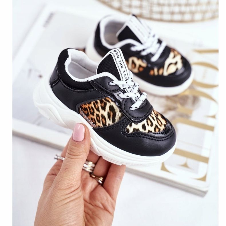 FRROCK Fekete Penny Leopard Print gyermek sportcipő fehér 2