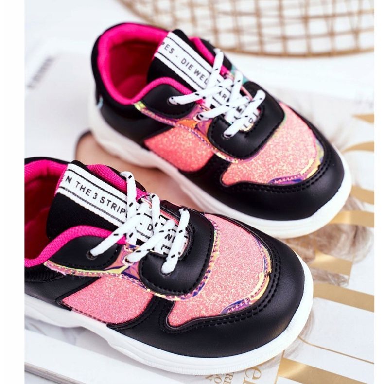 FRROCK Fekete Matylda gyermek sportcipő csillogással sokszínű 1