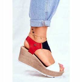 Női szandál Wedge Big Star Slip-On FF276014 fehér piros sötétkék 2