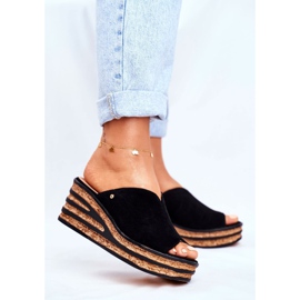Női bőrpapucs az ék Nicole 2559 fekete limonádéjában 1