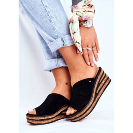 Női bőrpapucs az ék Nicole 2559 fekete limonádéjában 2