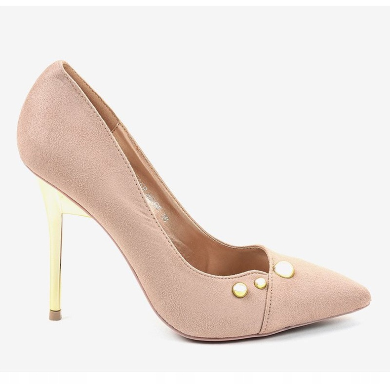 Klasszikus bézs magas sarkú cipő NE05P csapokkal 2 Klasszikus bézs magas sarkú cipő NE05P csapokkal 2