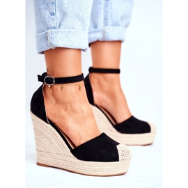 MSMG Női szandál ékvászon fekete avokádó 2