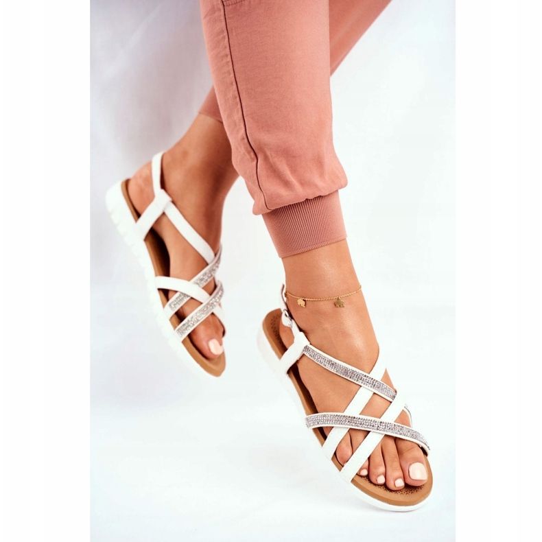 Női szandál Lu Boo köbös cirkóniával 406-6 White Feen fehér 1