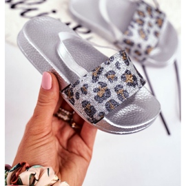 FRROCK Gyermeklány papucs Brocade Leopard Silver Rimia szürke 2