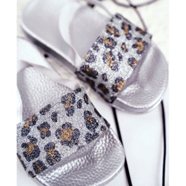 FRROCK Gyermeklány papucs Brocade Leopard Silver Rimia szürke 1