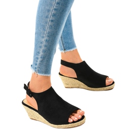 Fekete espadrilles ék szandál F3303 1