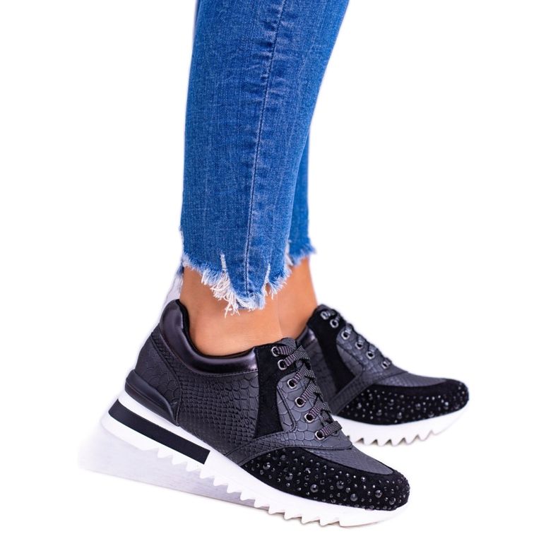 Fekete női sportcipő flitterekkel Lu Boo Infinitiale 2
