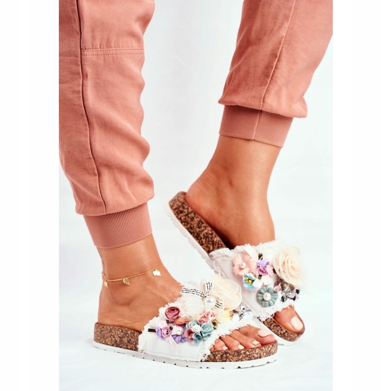 PS1 Női papucs virágokkal Fehér Enrissa sokszínű 1