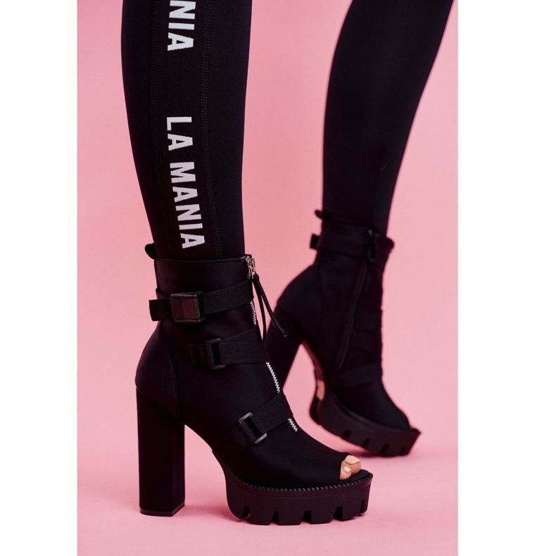 PS1 Női bokacsizma nyitott orrú fekete Gladios 2