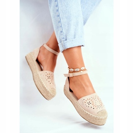 PS1 Női espadrillák bézs színű Palermo lenvászon platformon 1