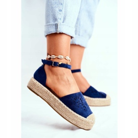PS1 Női espadrilles a sötétkék lenvászon platformon Palermo 1
