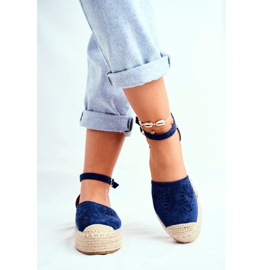 PS1 Női espadrilles a sötétkék lenvászon platformon Palermo 2