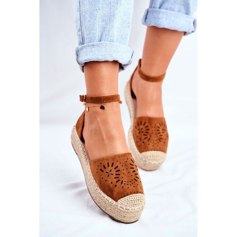 PS1 Női espadrilles a Camel Palermo ágynemű platformon barna 1