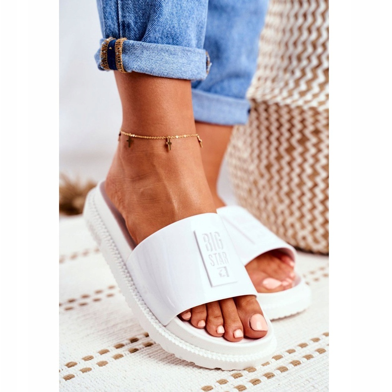 Női Big Star papucs a platformon Fehér FF274812 1