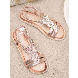 SHELOVET Elegáns szandál díszítéssel sárga 2