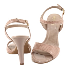 Espinto Festett bőr női rózsaszín szandál 3