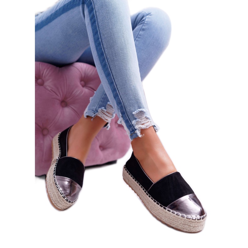 Női espadrilles fekete csengő platform sárga 3