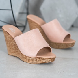 Small Swan Világos velúr papucs rózsaszín 2