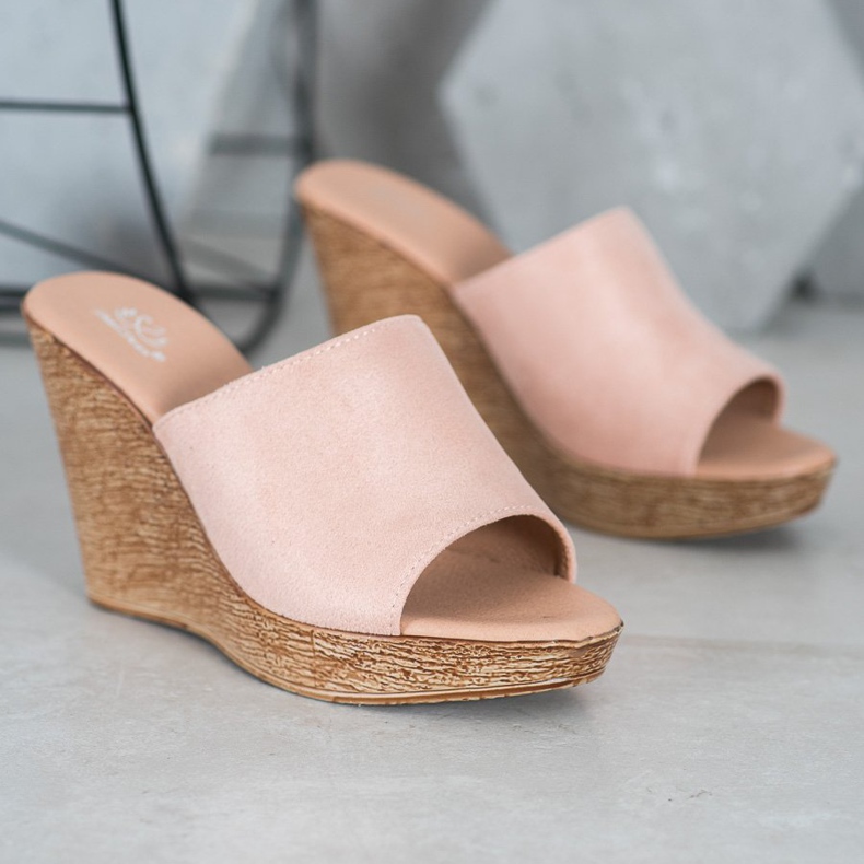 Small Swan Világos velúr papucs rózsaszín 2