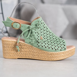 Small Swan Kényelmes áttört szandál zöld 2