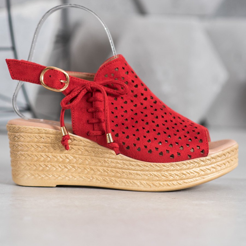 Small Swan Kényelmes áttört szandál piros 2