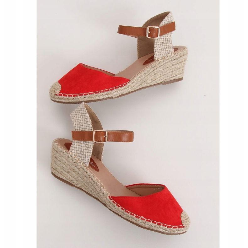 Piros Espadrilles ékeken, piros S-820 Red 1