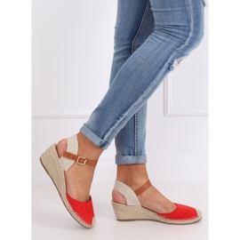 Piros Espadrilles ékeken, piros S-820 Red 2