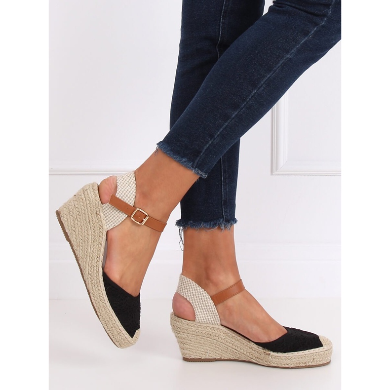 Fekete Espadrilles ékeken, fekete S-819 Black 1