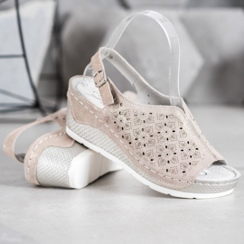 Filippo Csillogó bőr szandál barna sárga 2