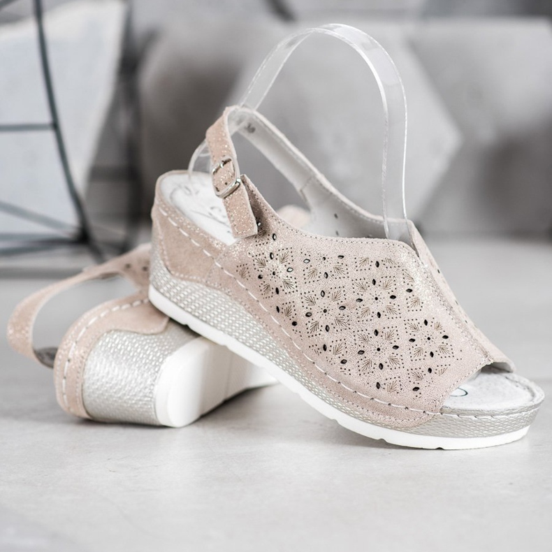 Filippo Csillogó bőr szandál barna sárga 2