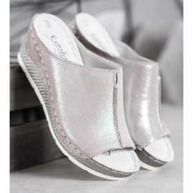 Filippo Ezüst bőr papucs szürke 1