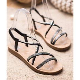 Sea Elves Szandál ezüst díszekkel fekete 1