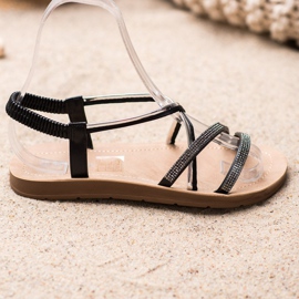 Sea Elves Szandál ezüst díszekkel fekete 2