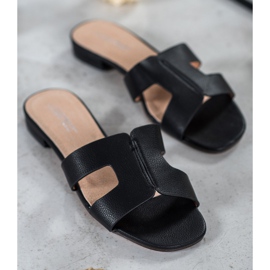 SHELOVET Klasszikus Eco bőr papucs fekete 1