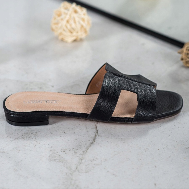 SHELOVET Klasszikus Eco bőr papucs fekete 2