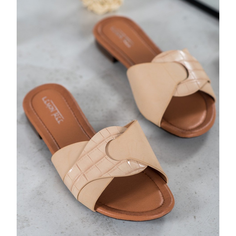 SHELOVET Elegáns Eco bőr papucs bézs 1