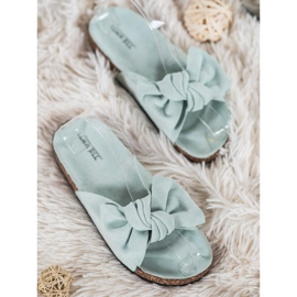 SHELOVET Velúr papucs íjjal zöld 1