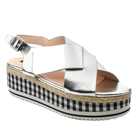 Ezüst szandál az 1507-40 platformon szürke 1