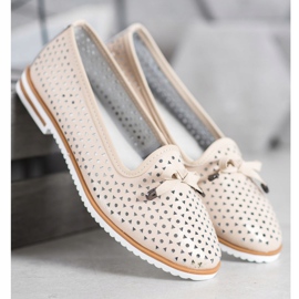 SHELOVET Bőr cipő áttört mintával barna 1