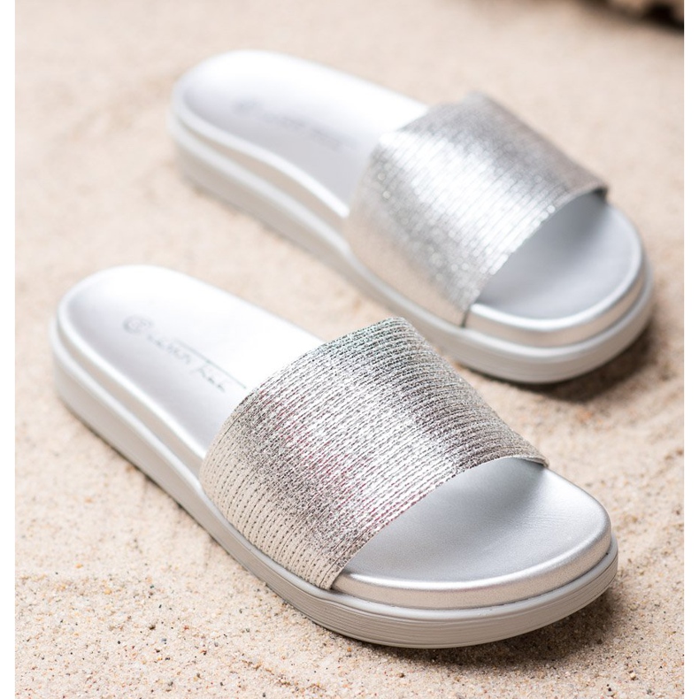 SHELOVET Klasszikus ezüst papucs szürke 2