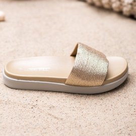 SHELOVET Klasszikus arany papucs aranysárga 2