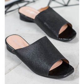 SHELOVET Elegáns papucs csillogással fekete 1