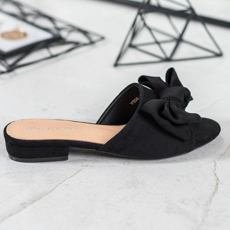 SHELOVET Fekete papucs lapos sarkán 2