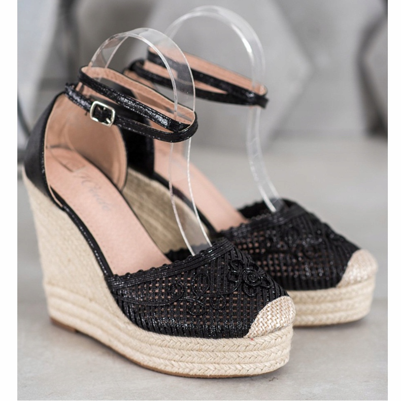 Weide Fényes Espadrilles On Wedge fekete 1