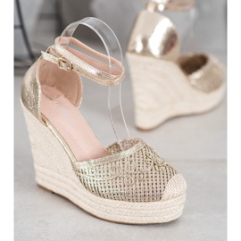 Weide Fényes Espadrilles On Wedge sárga 1