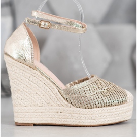 Weide Fényes Espadrilles On Wedge sárga 2