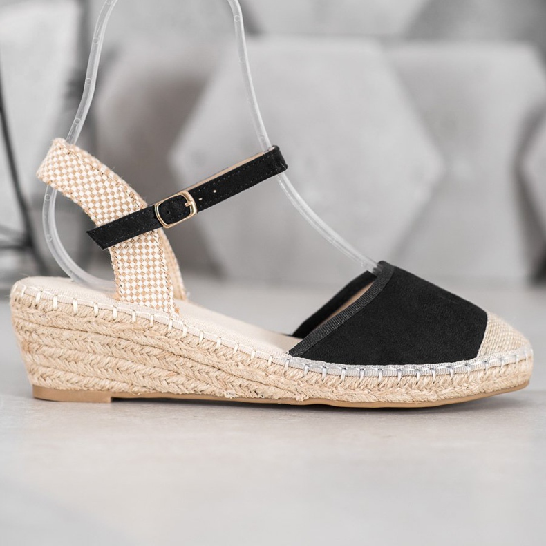 Best Shoes Fekete Espadrilles szandál 1
